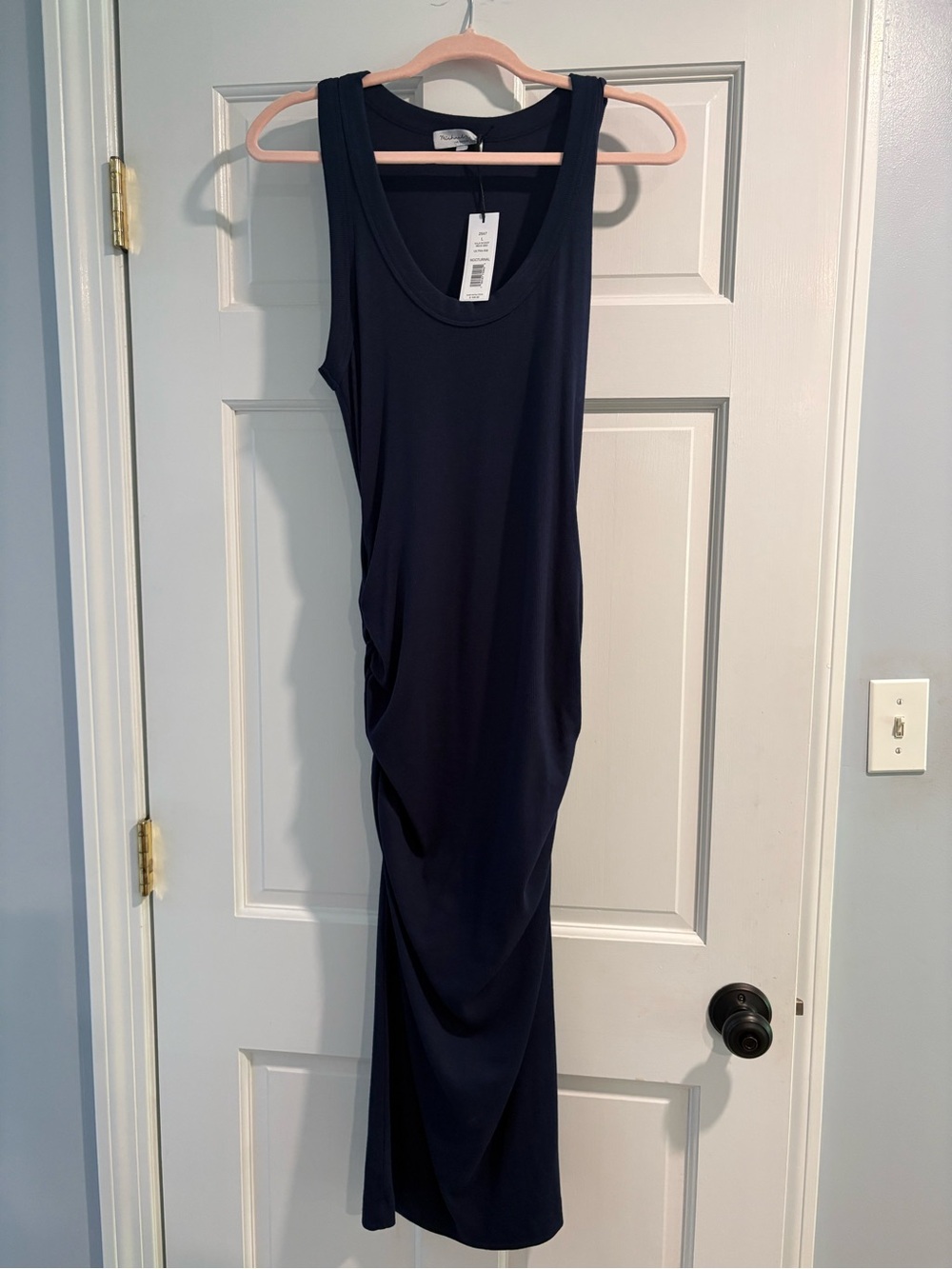 Michael Stars Navy Blue Maxi Dress sleeveless scoop neck cotton new with tags